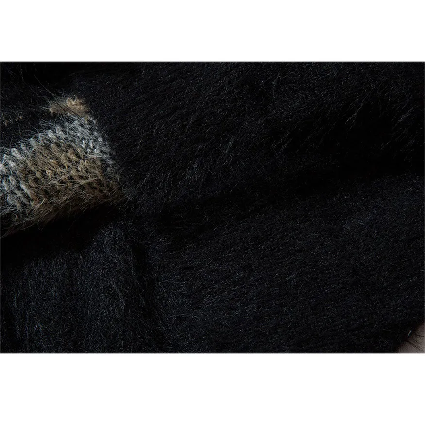 Shy Dog Pattern Fuzzy Sweater
