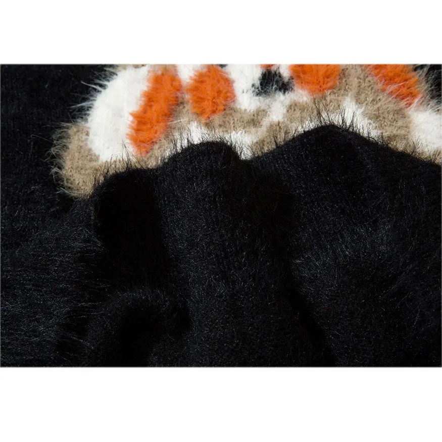 Shy Dog Pattern Fuzzy Sweater