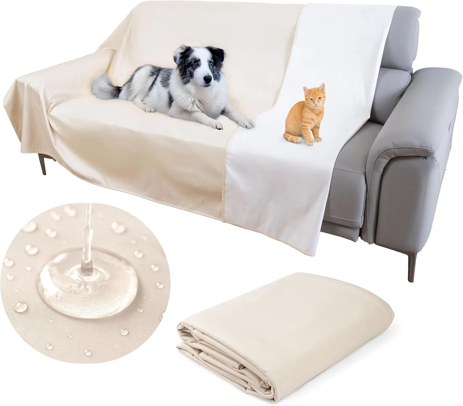 SILLY LEGACY Thin Reversible Waterproof Protective Cover or Liner for Bed or Couch, for Dogs and Cats, Babies; Incontinence, Dirt, Drool (82 x 96 inches)