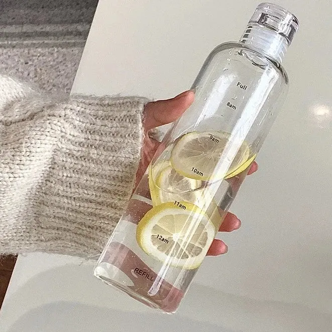 Simple & Portable Time Scale Glass Mug - Perfect for Office and School