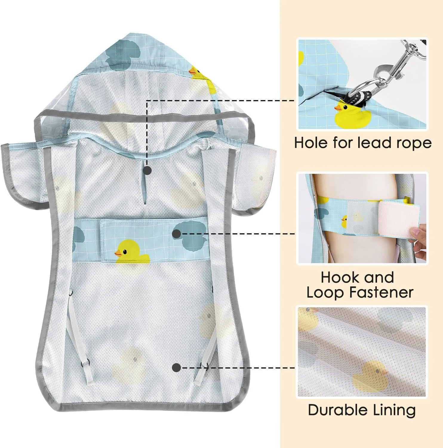 SlowTon Dog Raincoat, Adjustable Dog Rain Jacket Clear Hooded Double Layer, Waterproof Poncho with Reflective Strip Straps and Storage Pocket for Small Medium Large Dogs Puppies(DK XS)