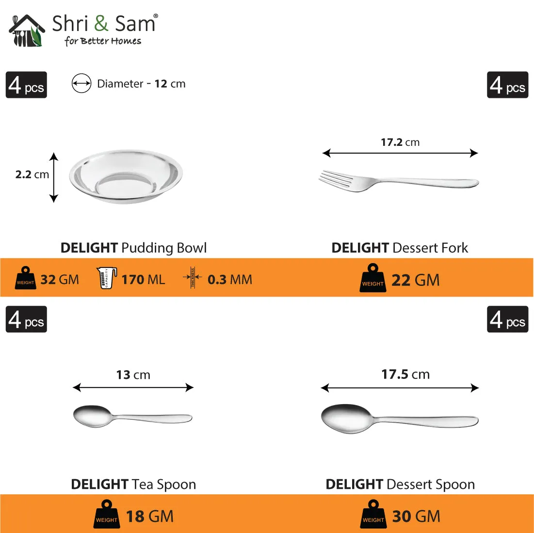 Stainless Steel 32 PCS Dinner set (4 People) Delight