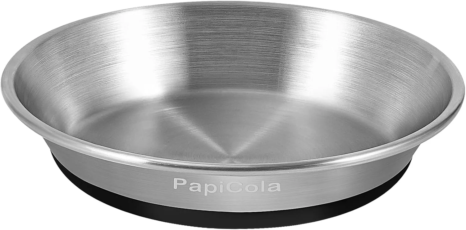 Stainless Steel Cat Bowls, Non-Slip cat Food Dishes, Metal Cat Food and Water Bowls, Whisker Friendly with Wide and Shallow Design, 6.3'' Wide, 0.7mm Thick Steel, Ideal Pet Dish for Kitten and Dog