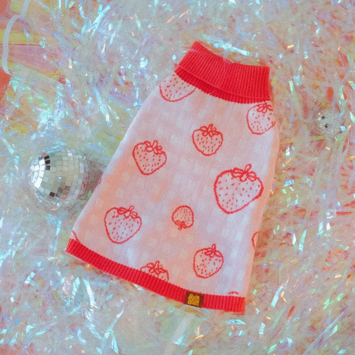 Strawberry Knitted Dog Sweater
