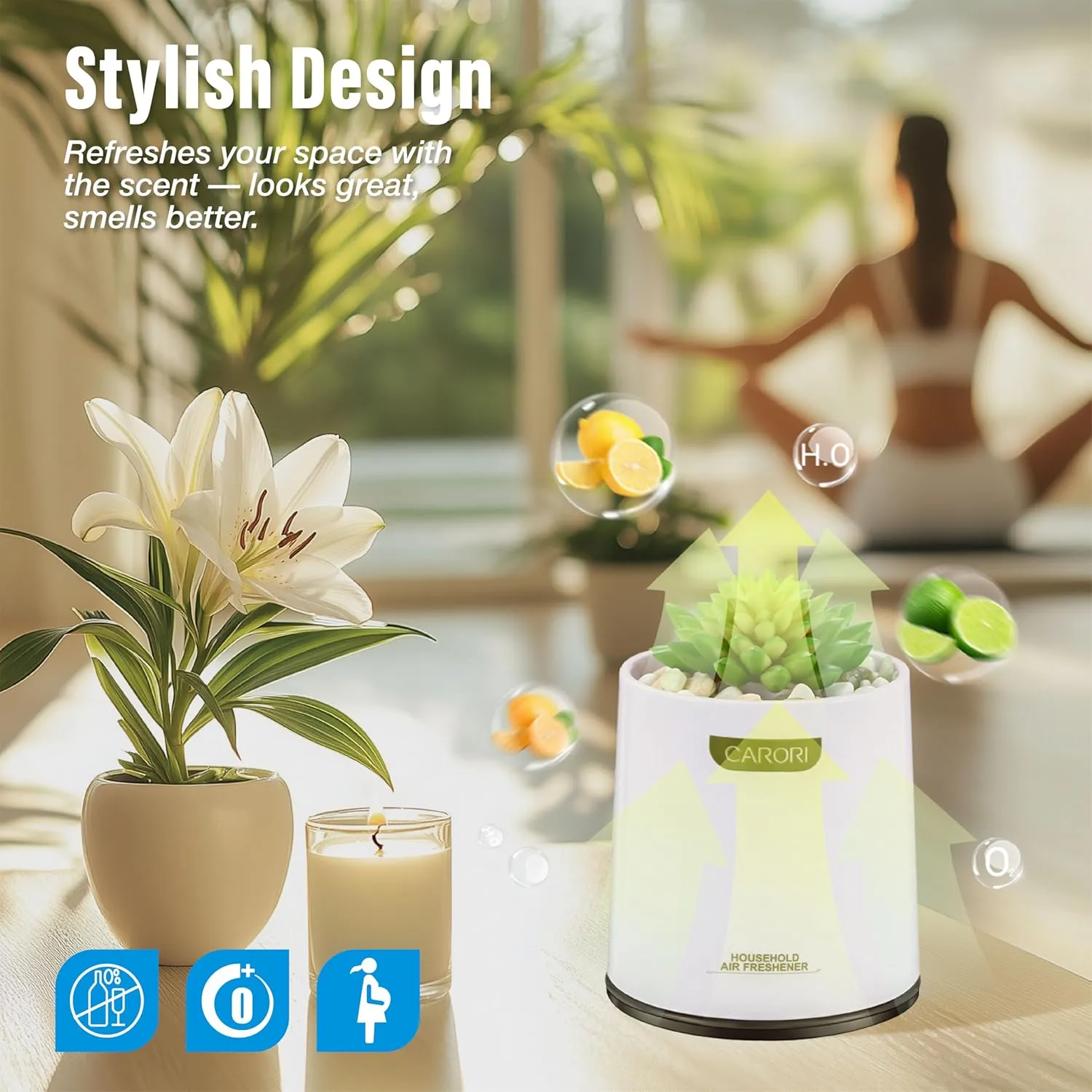 Succulent Cactus Air Freshener, Lemon Scented Decorative Cactus, Air Fresheners for Bathrooms, Cars, Boats, RVs, Office, Made with Essential Oils for Home Decoration -2pcs