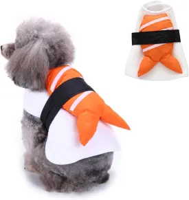 Sushi Dog Halloween Costume Fish Food Pet Costume, Cat Puppy Halloween Costume for Small Medium Dogs Pet Apparel, Funny Dog Outfits Cosplay Costume for Halloween Party Christmas Photo Props