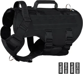 Tactical Dog Harness for Large Dogs, Breathable Air Mesh Dog Vest Harness, Service Dog Vest with Double Handles, No Pull Military Molle Vests for Walking Hiking Training