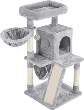 Topeakmart 40In Cat Tower Tree with Cozy Perches Condo & Sisal-Covered Scratching Posts & Soft Platform, Light Gray