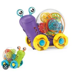 Transparent Gear Snail Toys - 360-Degree Rotating, Musical, Flashing Light Projection Snail Car Toys for Children