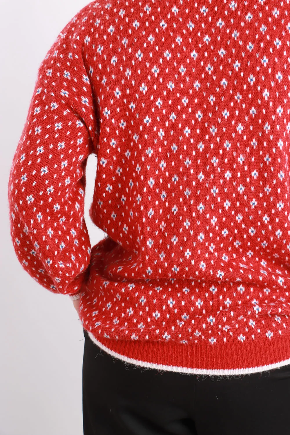 Vintage Nicolucchi Red Knitted Sweater Scottie Dog Size L