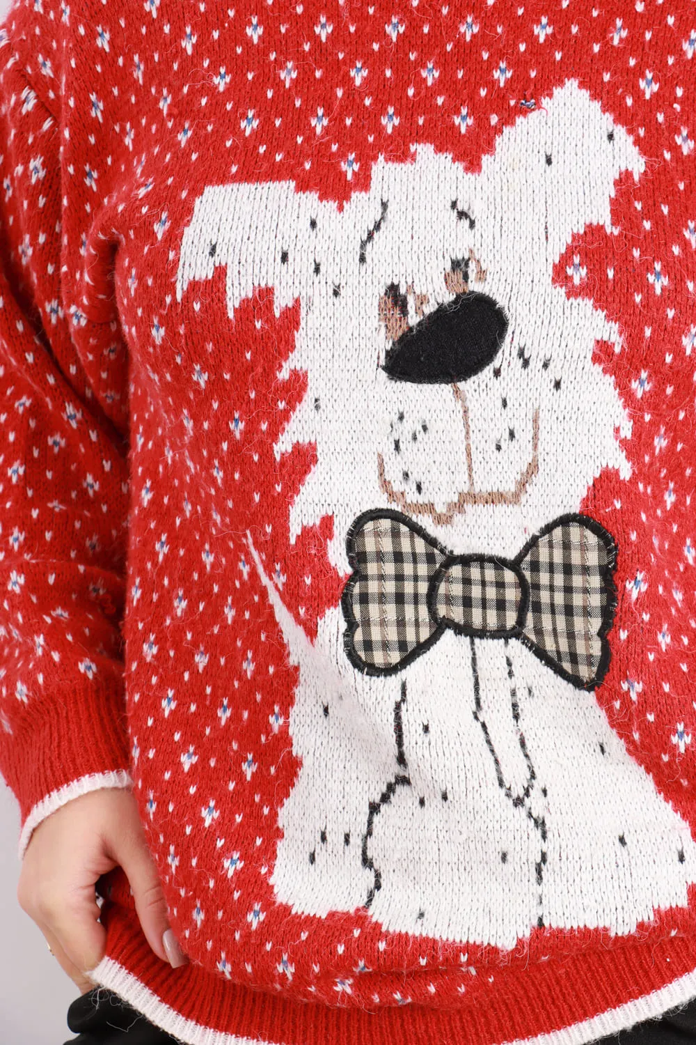 Vintage Nicolucchi Red Knitted Sweater Scottie Dog Size L