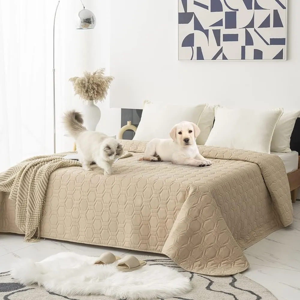 Waterproof and Non-Slip Dog Bed Cover and Pet Blanket Sofa Pet Bed Mat car Incontinence Mattress Protectors Furniture Couch Cover for Most Cats Dogs, Pets40x50-Beige