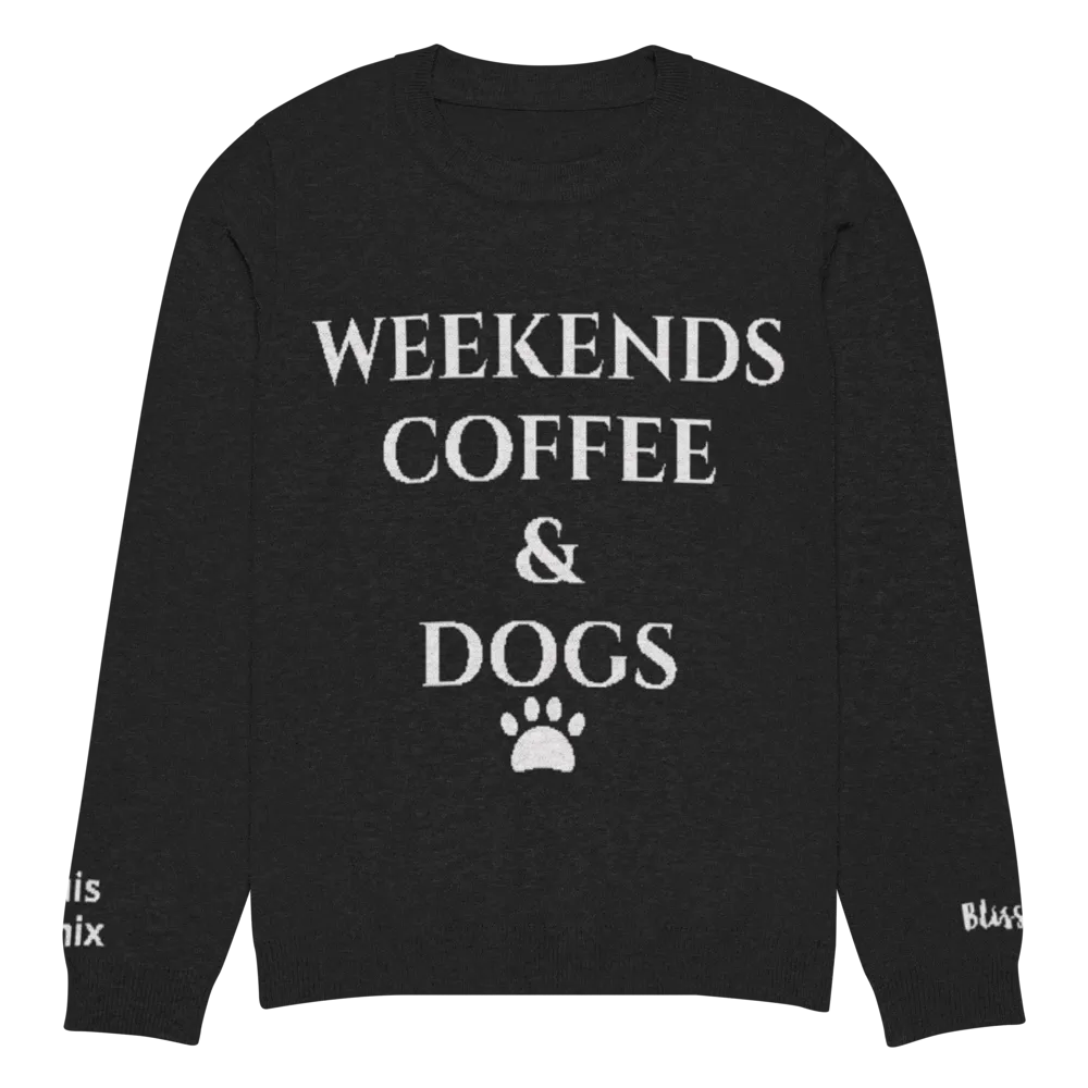 Weekends Coffee & Dogs Personalized Knit Sweater