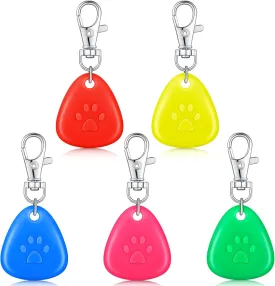 Weewooday 5 Pcs Clip on Light Dog Collar for Night Walking Silicone LED Dog Collar Paw Pet Tag Waterproof Safety Night Walk Light for Large Medium Small Pet Cat Camping Run,battery Included, 5 Colors