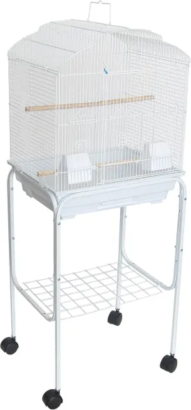 YML 5804 3/8" Bar Spacing Shall Top Bird Cage with Stand, 18" x 14"/Small, White