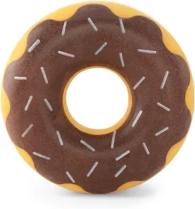 ZippyPaws ZippyTuff Dog Chew Toy - Durable Rubber Chew Ring Toy, Puppy Teething Toys, Tough & Squeaky Toys for Small, Medium, & Large Dogs, Flexible TPR Material - Chocolate Donut